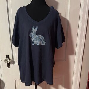 Life Is Good NWT Women's Crusher Tee Short Sleeve Blue Bunny Easter Size XXXL